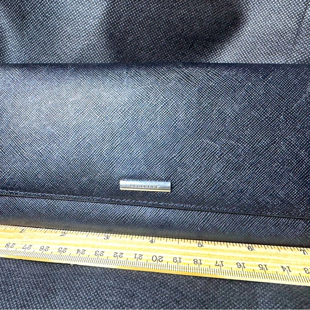 Burberry Black Saffiano Leather Continental Wallet Plaid Interior Rare - Picture 14 of 14
